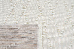 Tapis aspect laine crème motifs losanges : BAL732CRE BALI