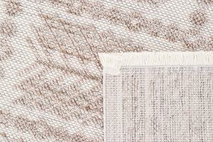 Tapis aspect laine crème motifs ethniques : BAL734CRE BALI