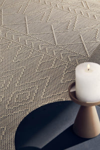 Tapis aspect laine crème motifs géométriques : BAL735CRE BALI