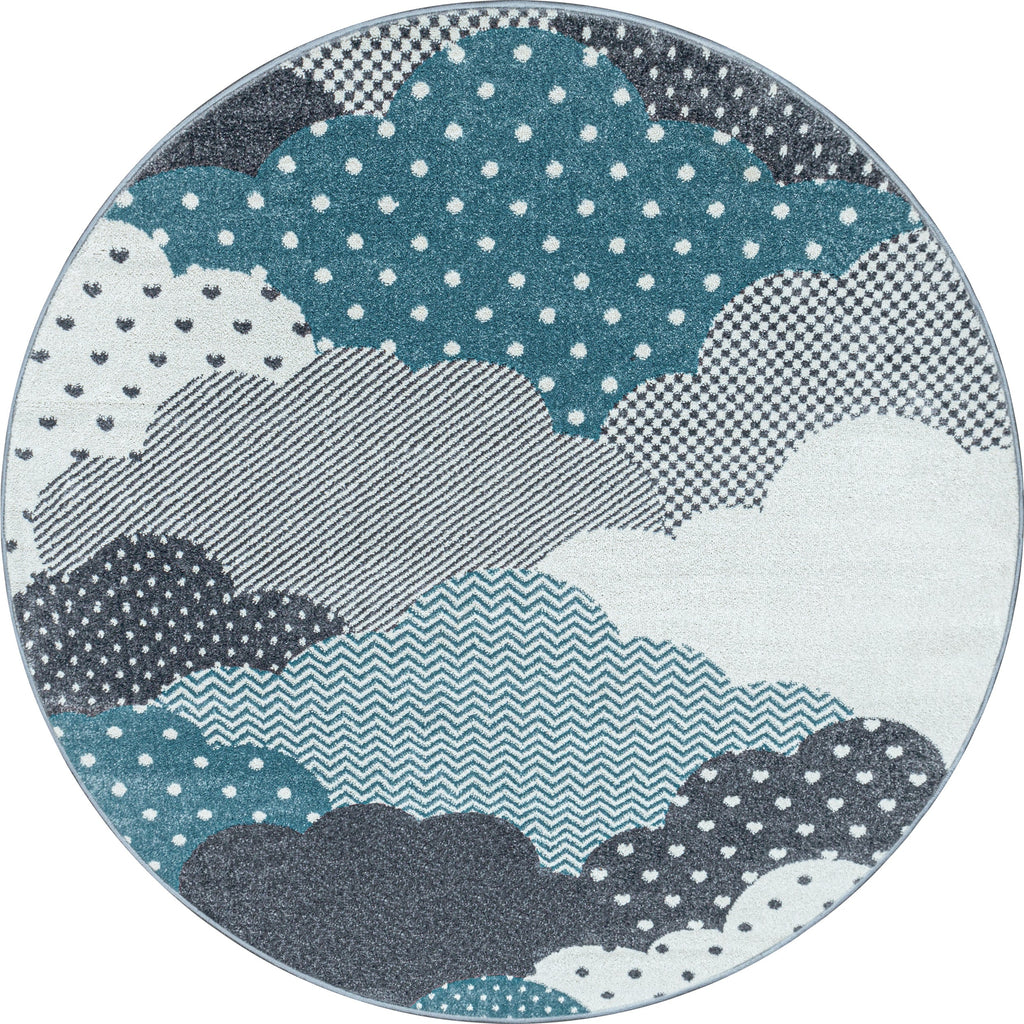 BAMBI - Tapis enfants rond à motif nuage bleu - BAM0820BLE BAMBI