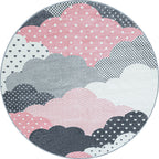BAMBI - Tapis enfants rond à motif nuage rose - BAM0820ROS BAMBI