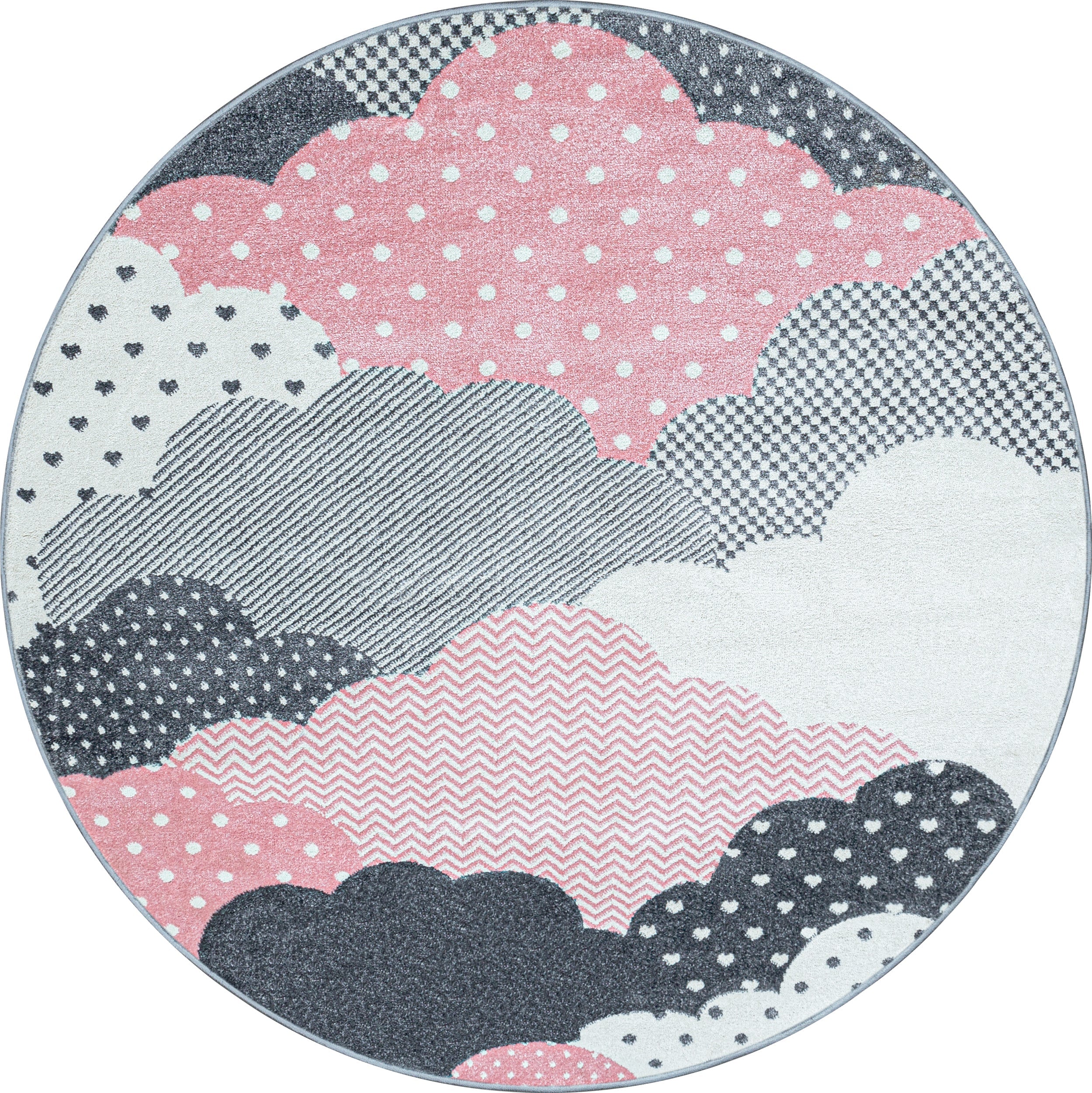 BAMBI - Tapis enfants rond à motif nuage rose - BAM0820ROS BAMBI