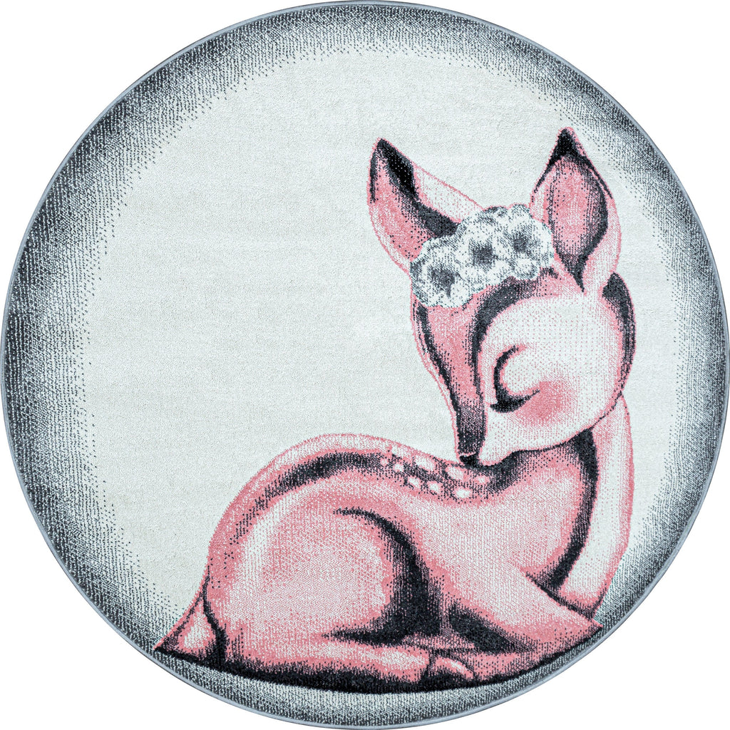 BAMBI - Tapis enfants rond à motif biche rose - BAM0850ROS BAMBI