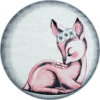 BAMBI - Tapis enfants rond à motif biche rose - BAM0850ROS BAMBI