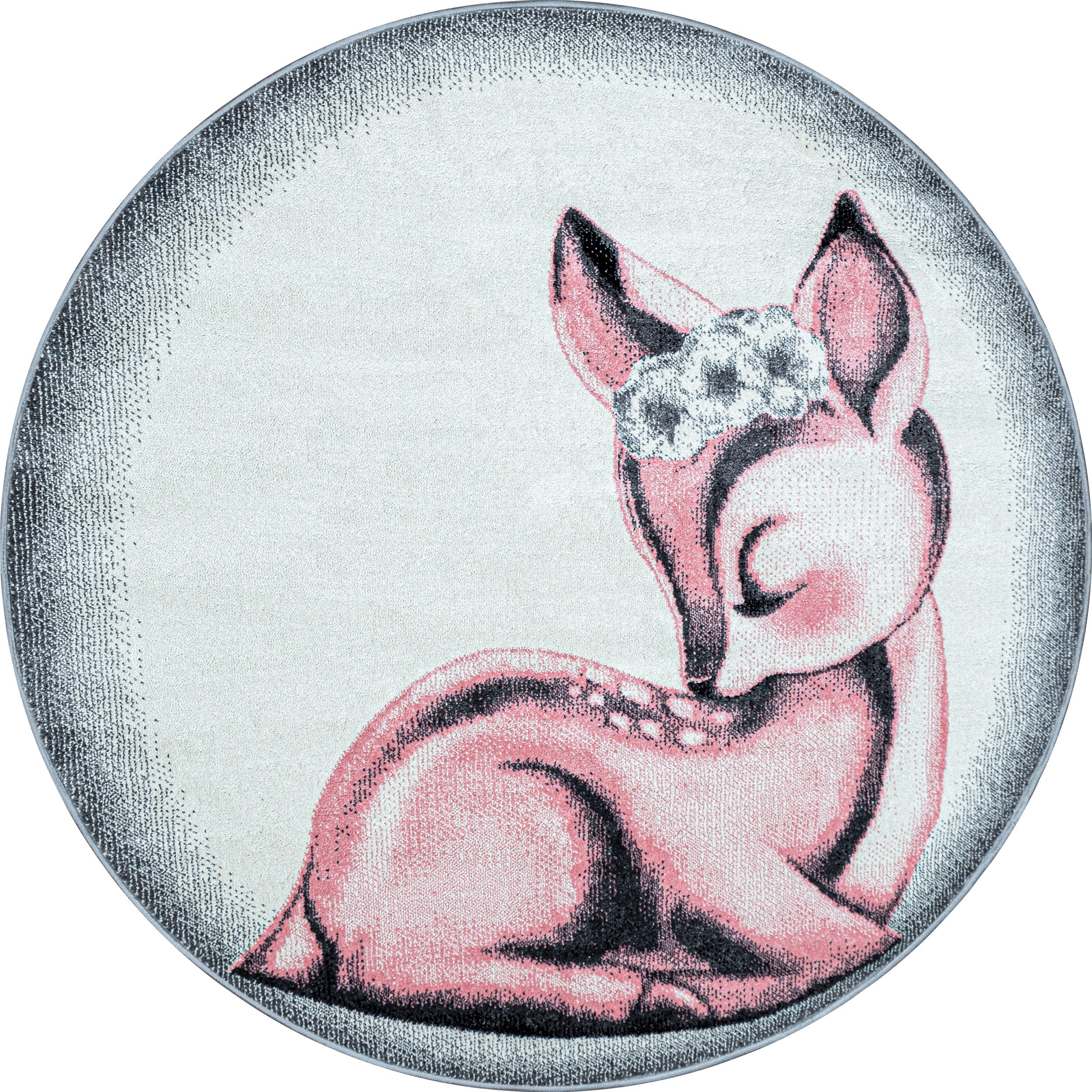 BAMBI - Tapis enfants rond à motif biche rose - BAM0850ROS BAMBI