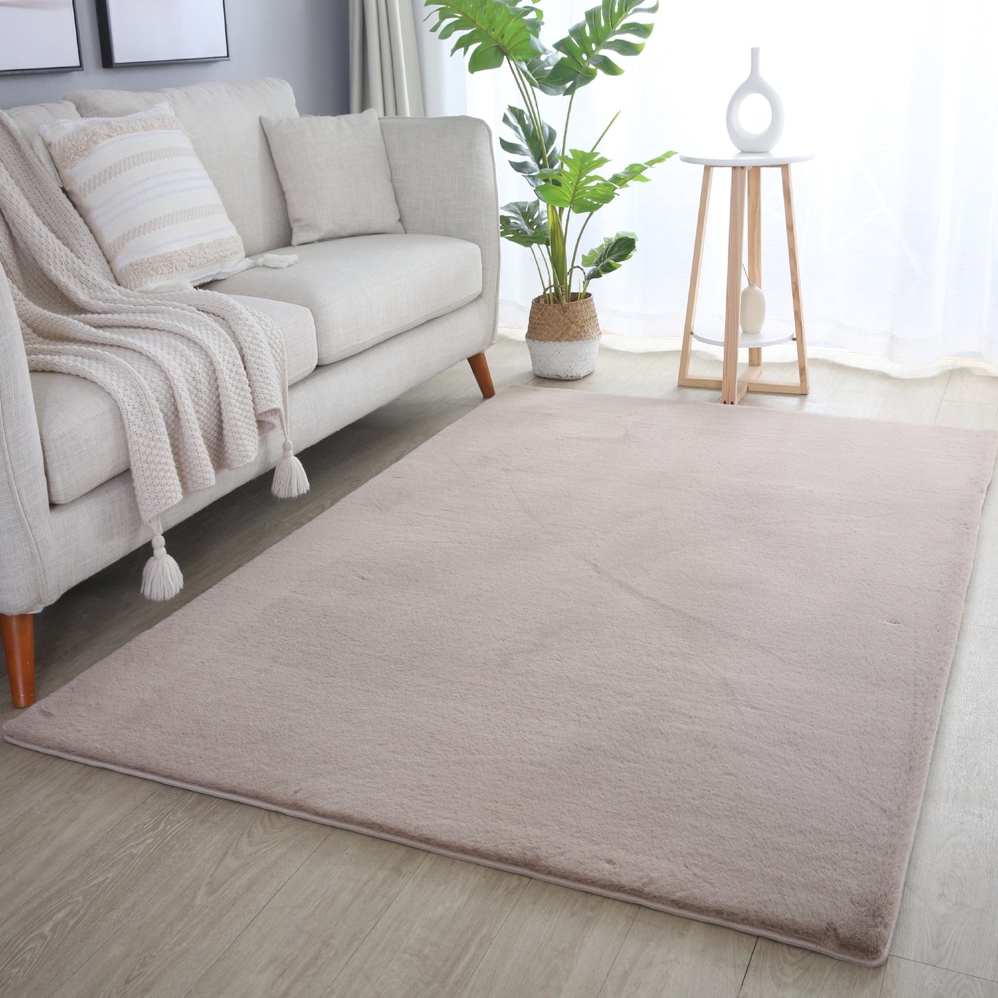 BARROW - Tapis uni doux à poils longs - BAR5100BEI