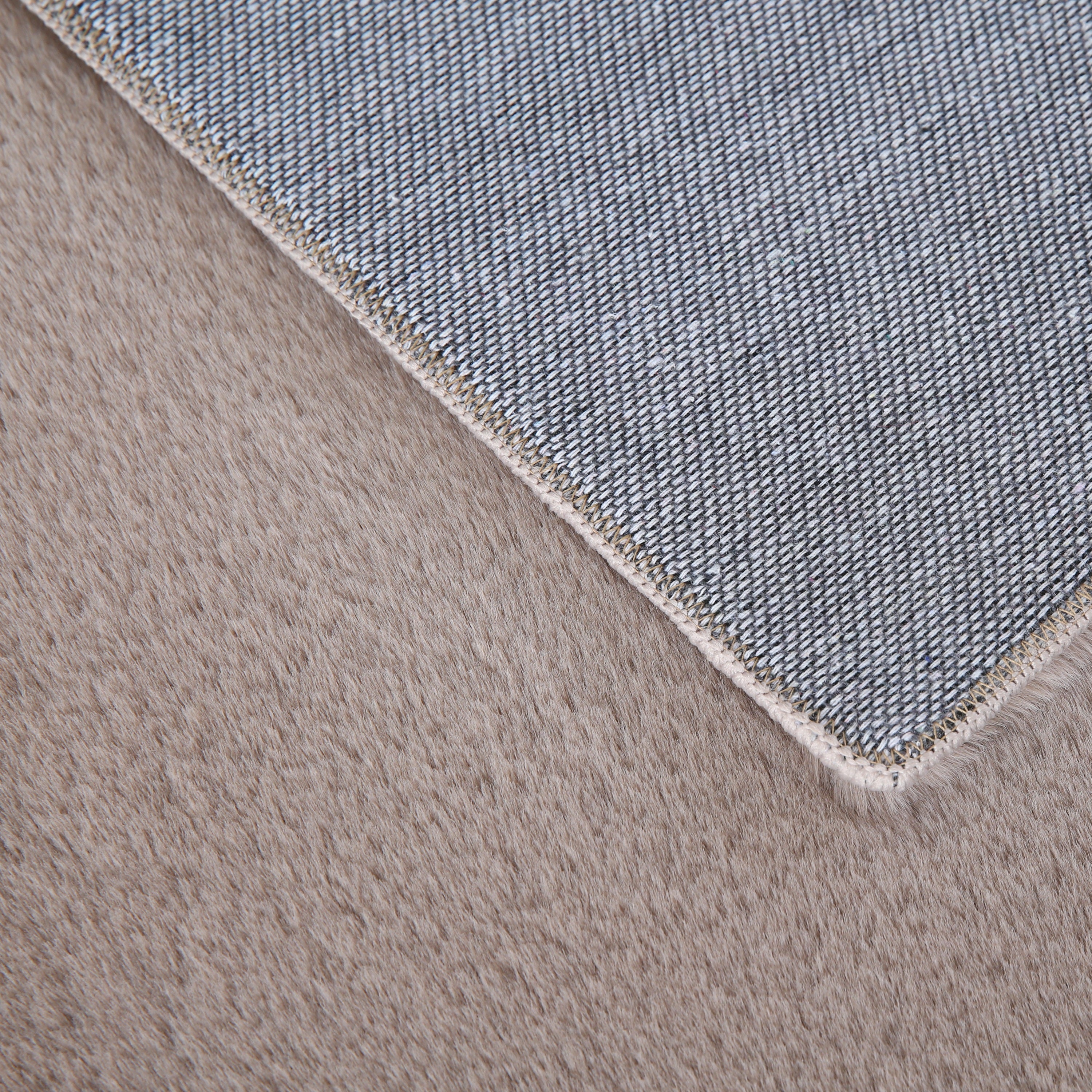 BARROW - Tapis uni rond doux à poils longs - BAR5100BEI