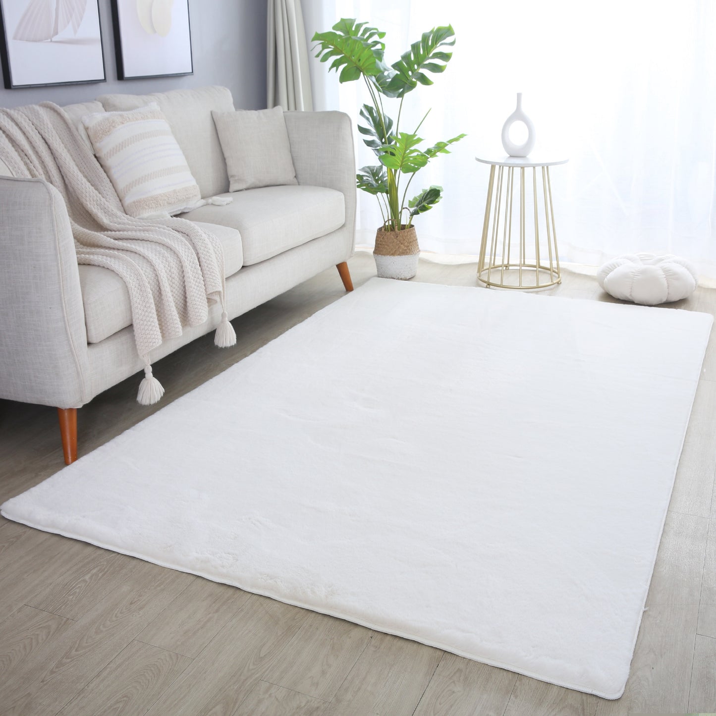BARROW - Tapis uni doux à poils longs - BAR5100CRE