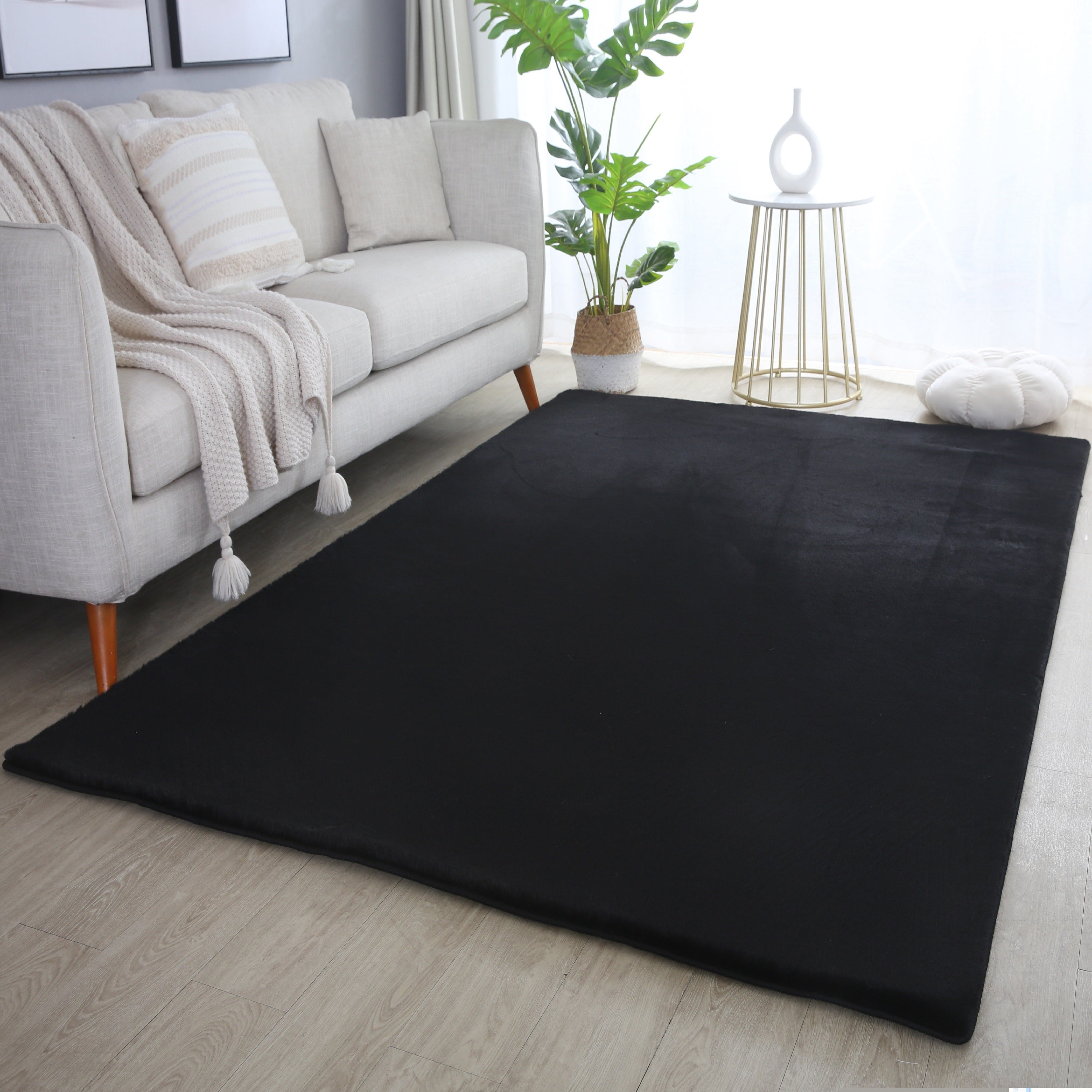 BARROW - Tapis uni doux à poils longs - BAR5100NOI