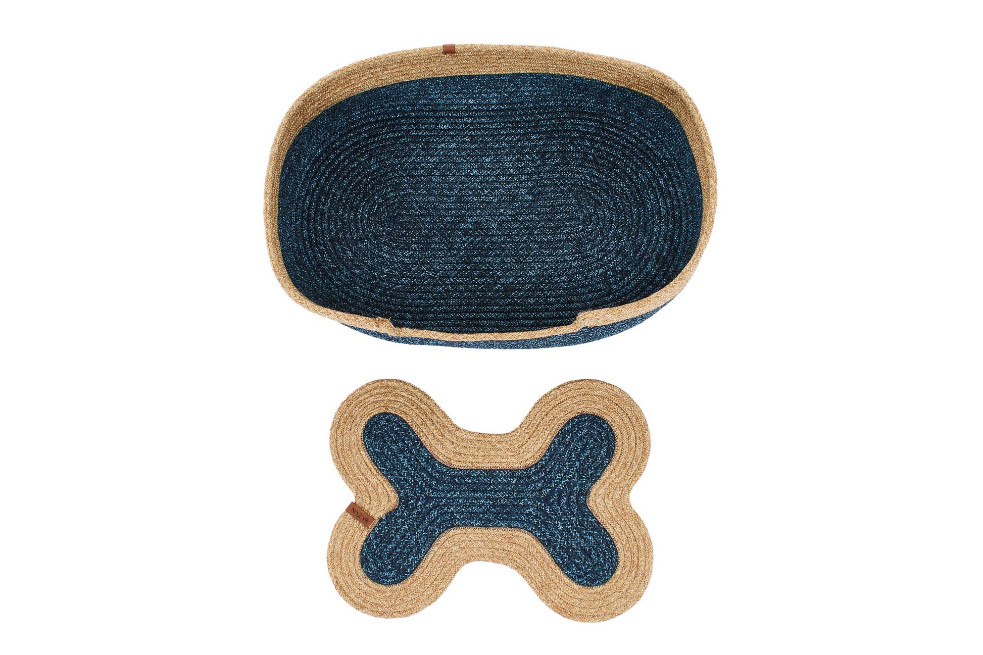 Panier pour animaux et support de gamelles fait main bleu : BEL4401BLE BELEM