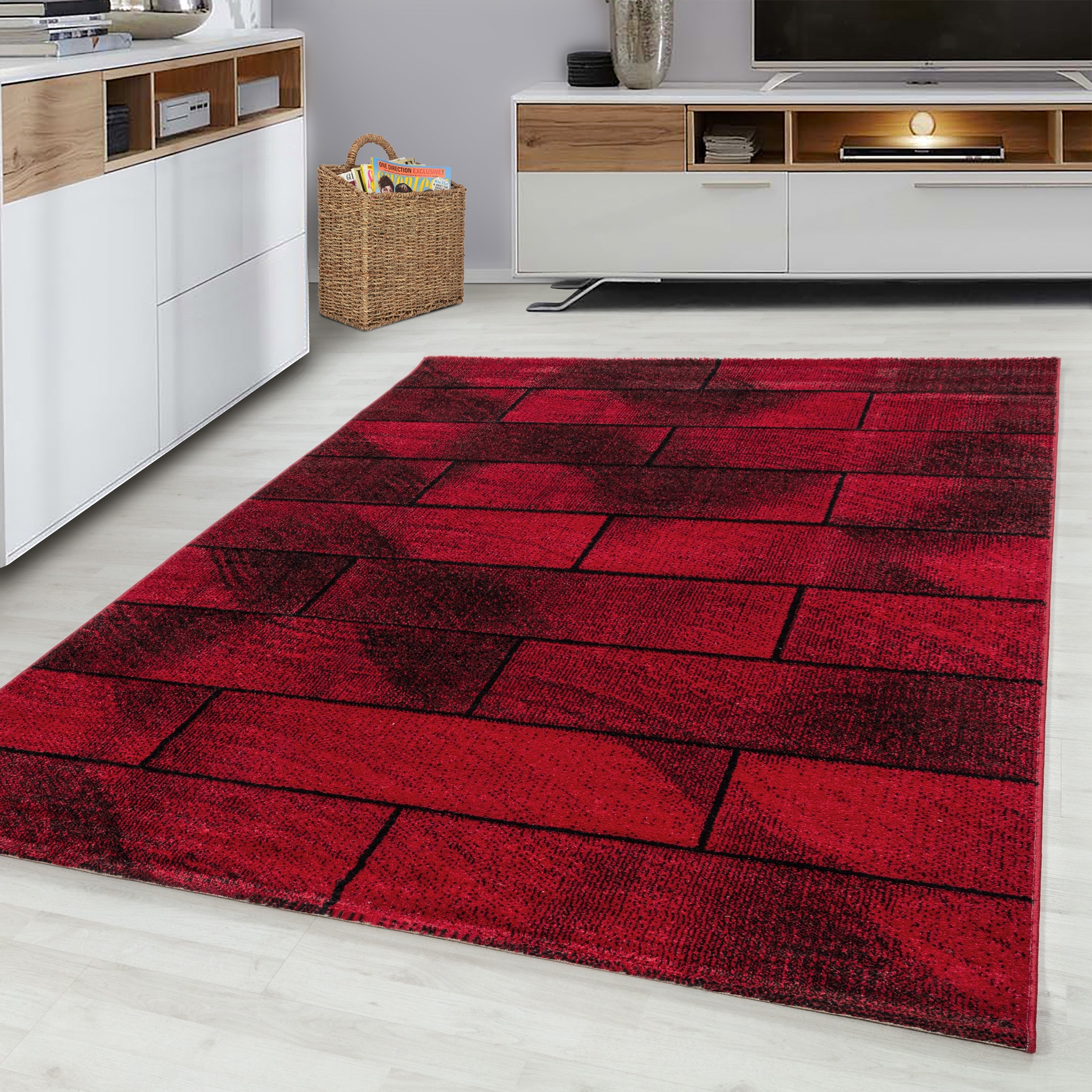 BETA - Tapis de salon à motif géométrique rouge - BET1110ROU BETA
