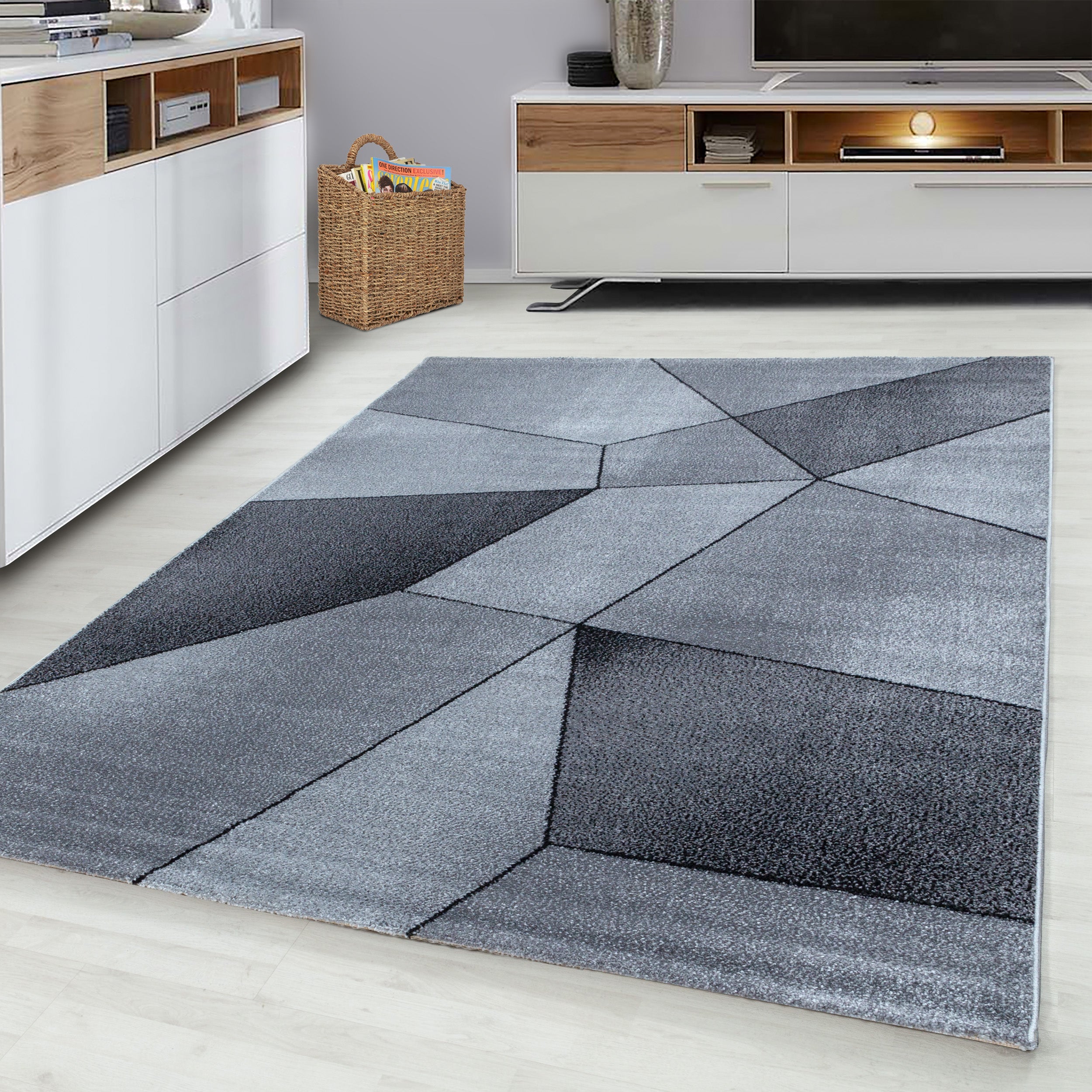 BETA - Tapis de salon à motif géométrique gris - BET1120GRI BETA