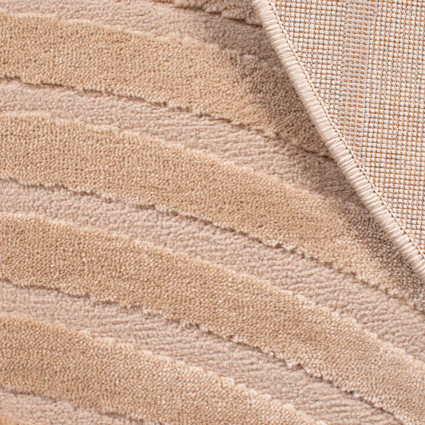 BIANCA - Tapis rond moderne beige motif arc-en-ciel - BIA157BEI BIANCA