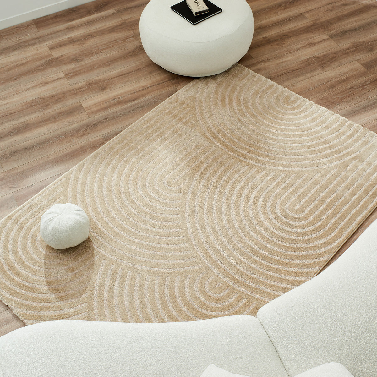 BIANCA - Tapis moderne beige motif arc-en-ciel - BIA157BEI BIANCA