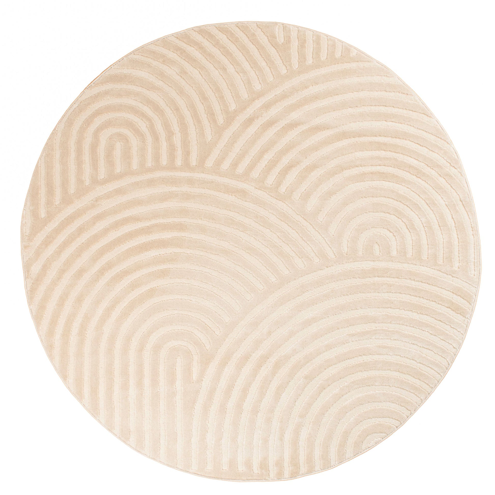 Tapis rond arc-en-ciel crème avec longs poils en relief : BIA157CRE (Copie) BIANCA