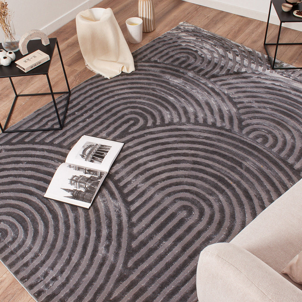BIANCA - Tapis moderne gris motif arc-en-ciel - BIA157GRI BIANCA