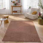 Tapis arc-en-ciel mocca avec longs poils en relief : BIA157MOC BIANCA