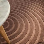 Tapis rond arc-en-ciel mocca avec longs poils en relief : BIA157MOC BIANCA