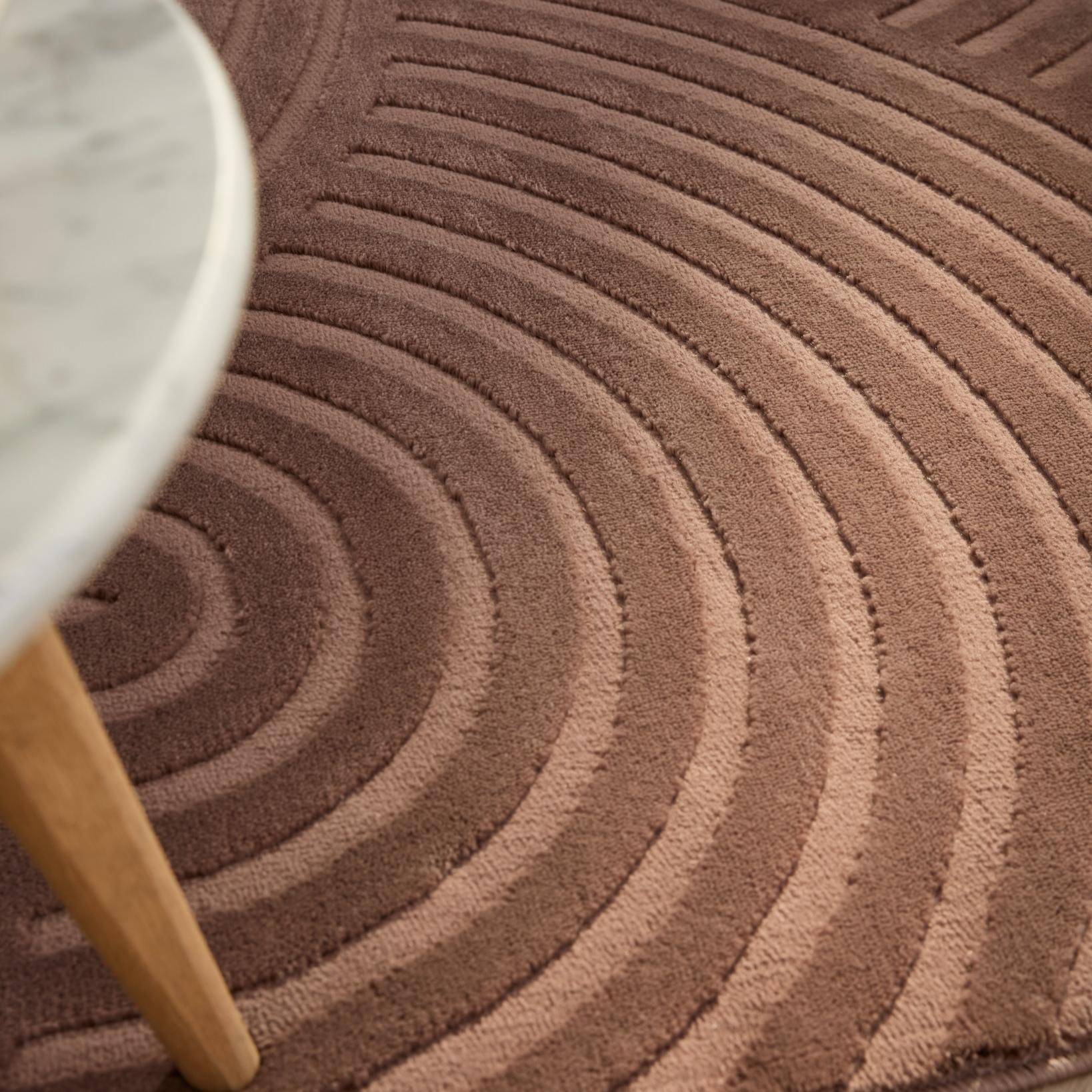 Tapis rond arc-en-ciel mocca avec longs poils en relief : BIA157MOC BIANCA
