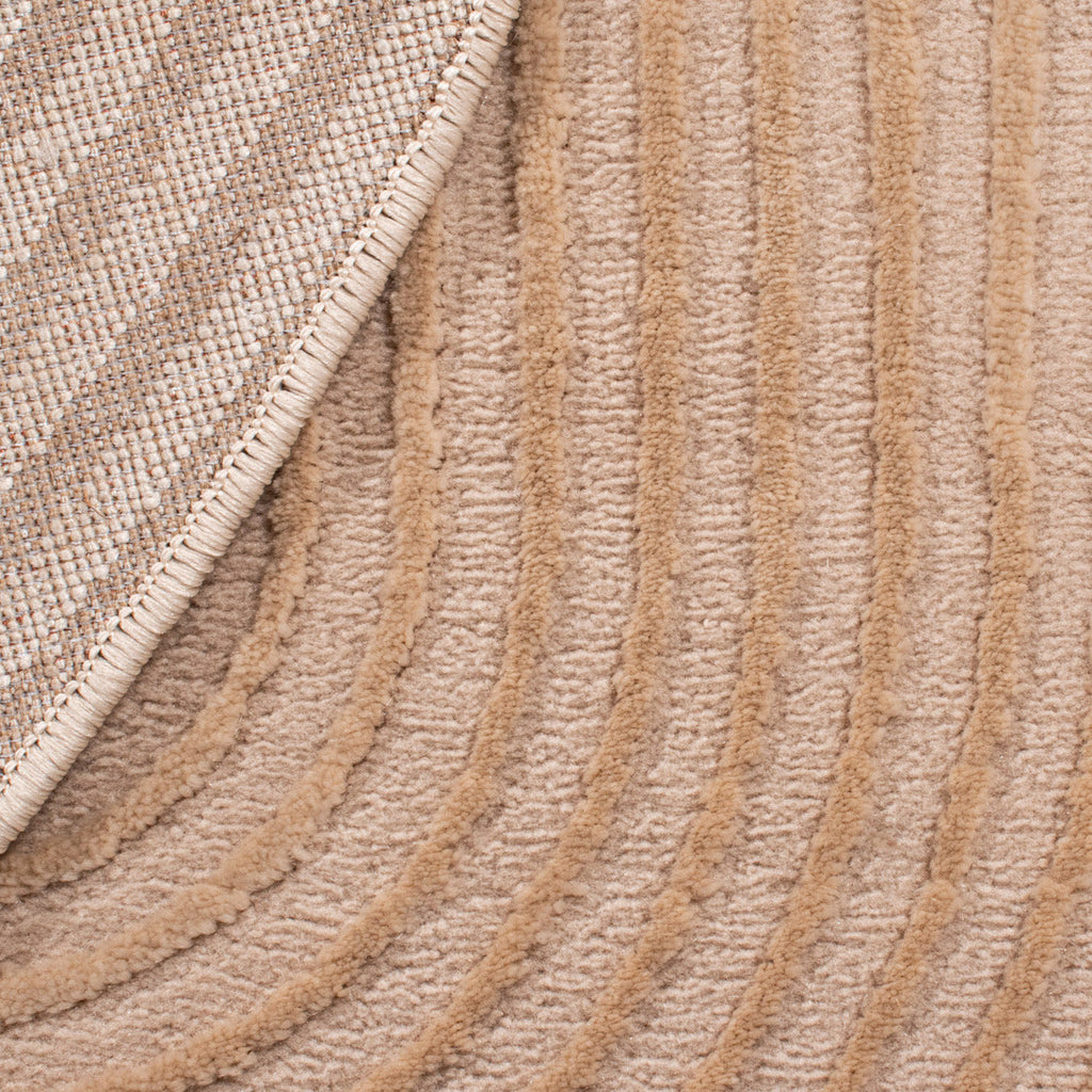 BIANCA - Tapis rond moderne beige à relief - BIA159BEI BIANCA