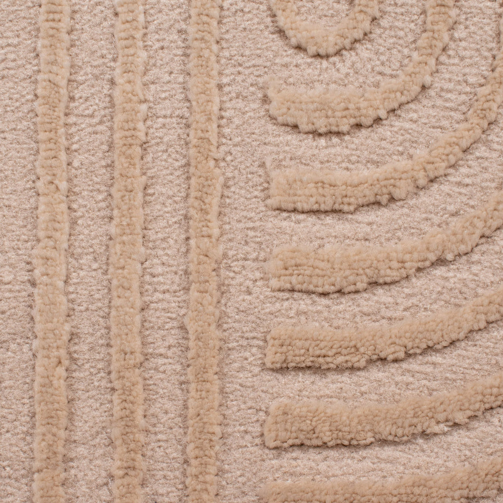 BIANCA - Tapis rond moderne beige à relief - BIA159BEI BIANCA