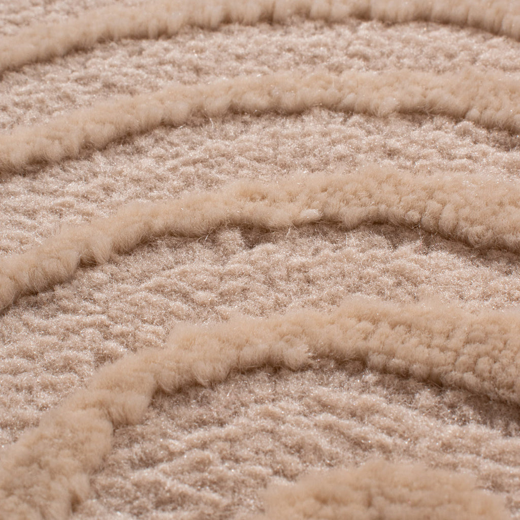 BIANCA - Tapis rond moderne beige à relief - BIA159BEI BIANCA
