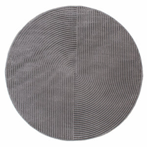 Tapis rond géométrique gris avec longs poils en relief : BIA159GRI BIANCA