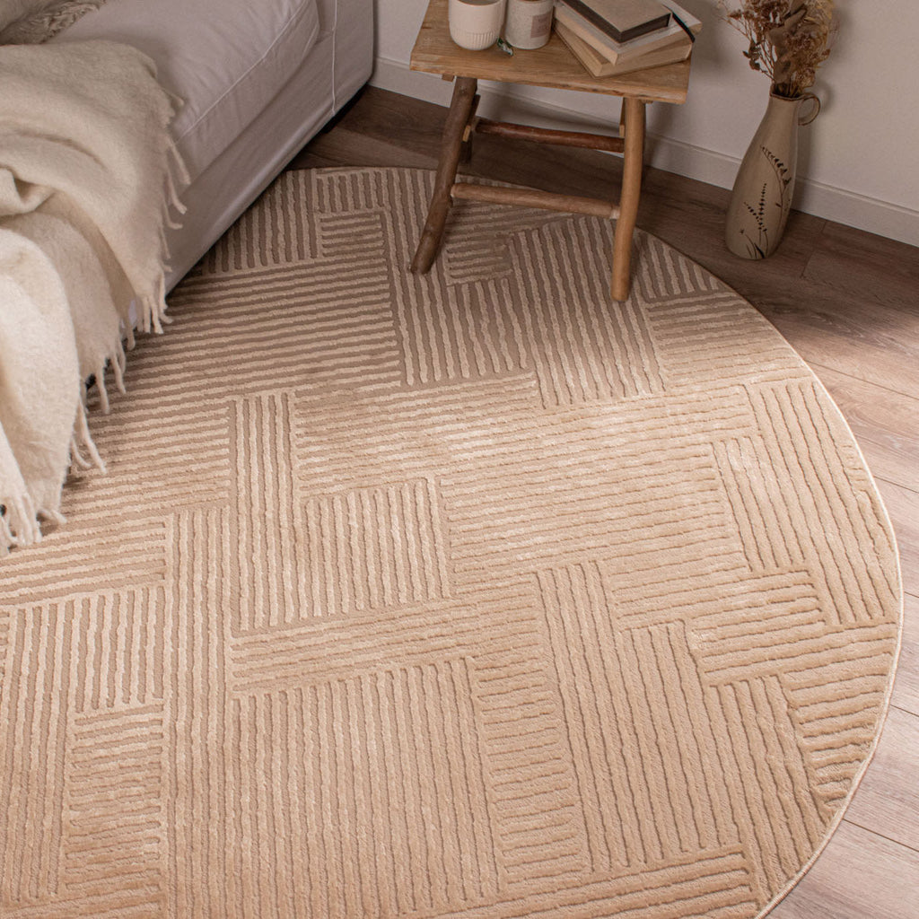 BIANCA - Tapis rond salon moderne crème - BIA160CRE BIANCA