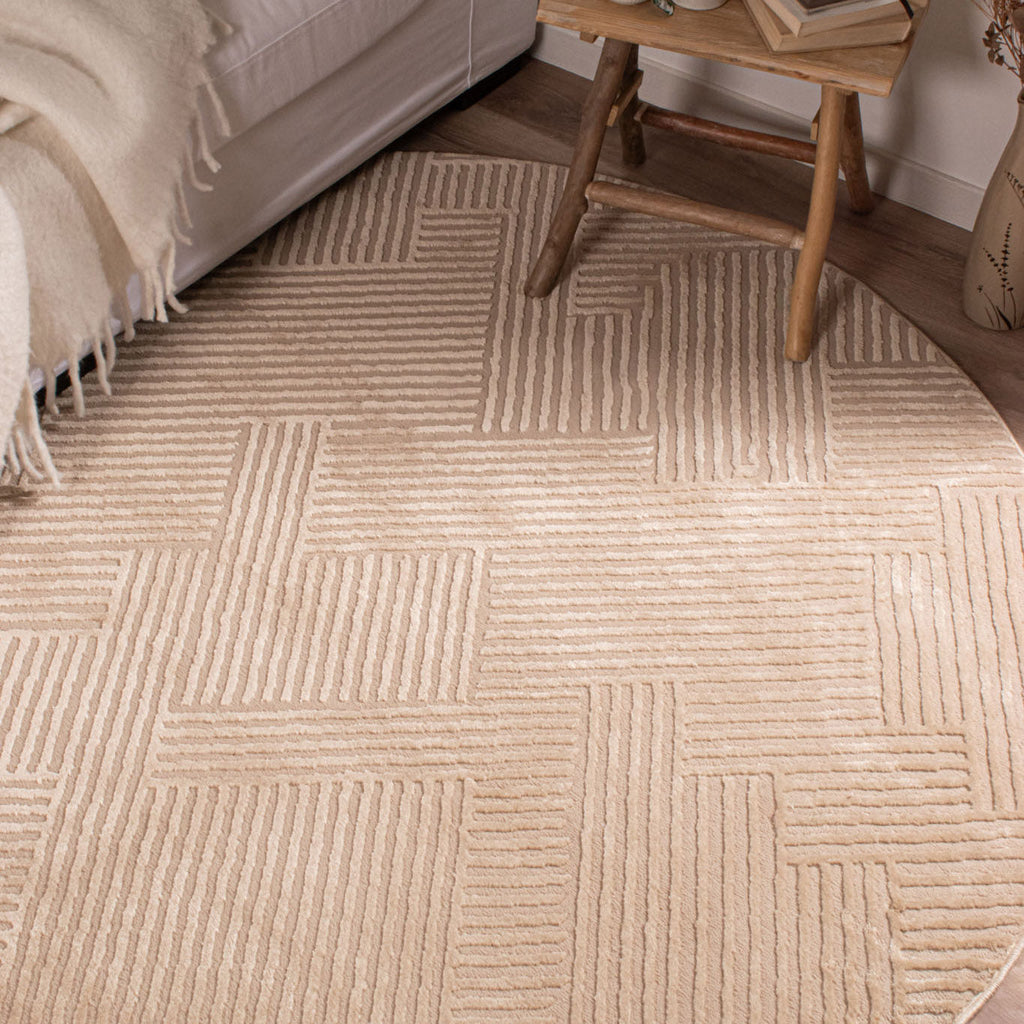 BIANCA - Tapis rond salon moderne crème - BIA160CRE BIANCA