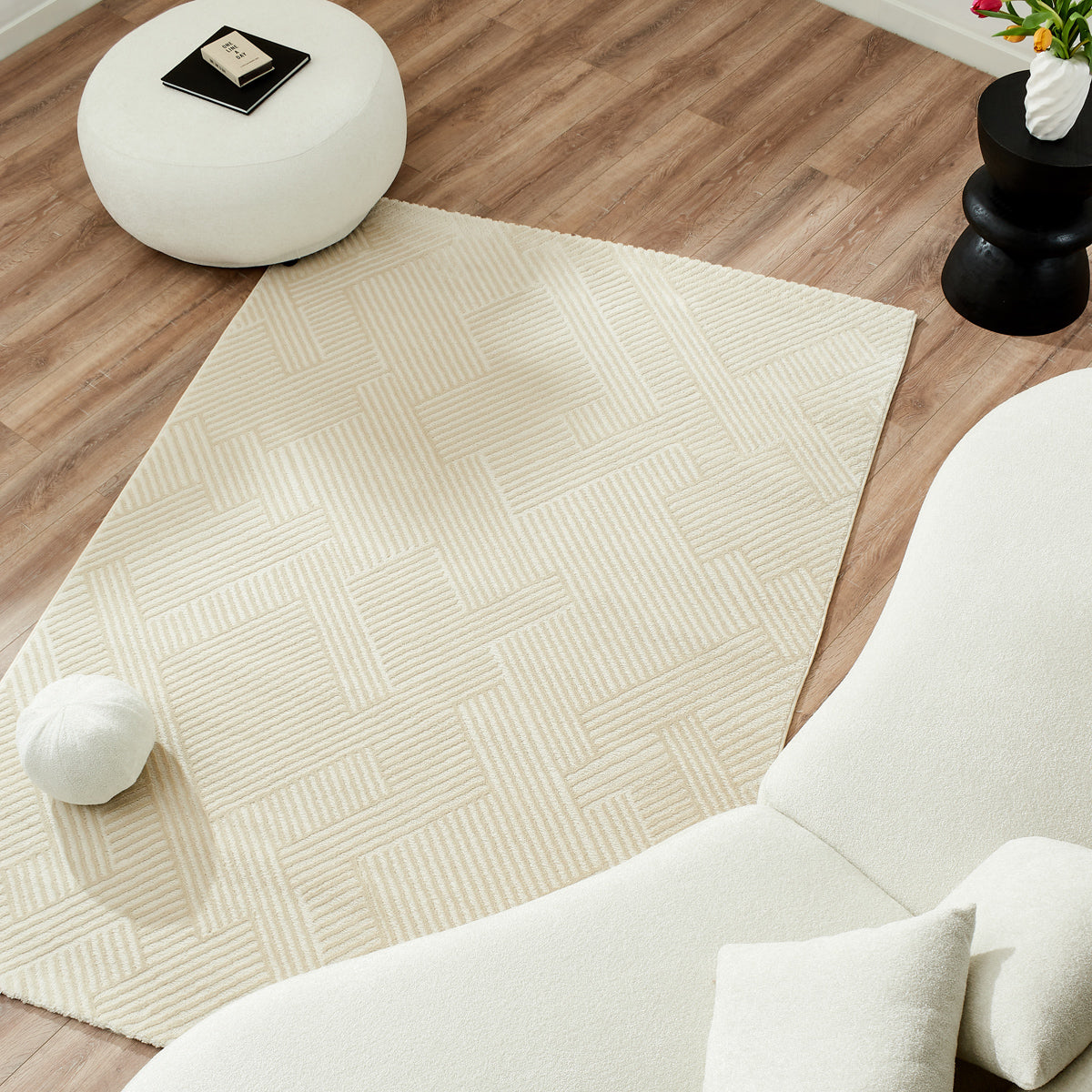 BIANCA - Tapis salon moderne crème - BIA160CRE BIANCA