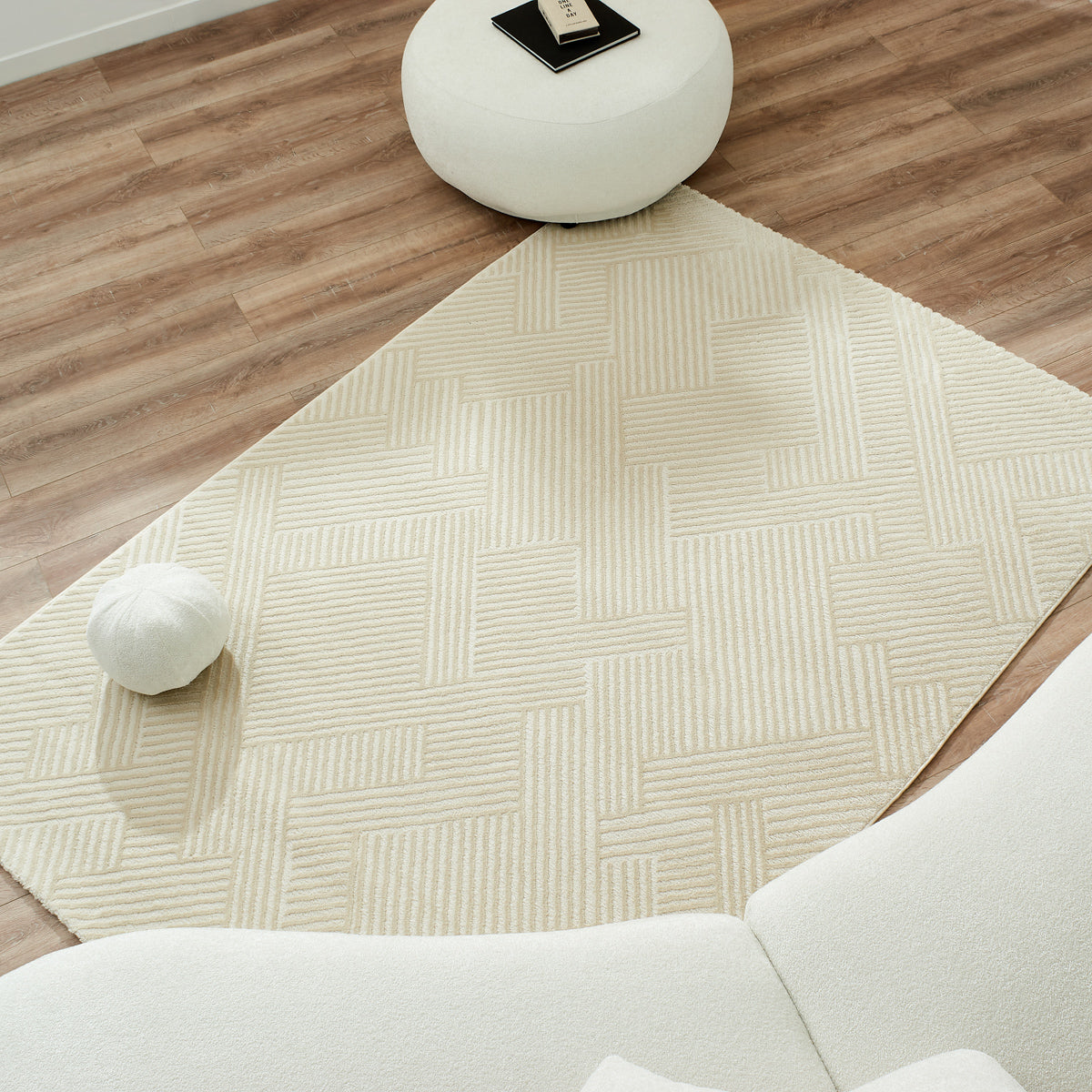 BIANCA - Tapis salon moderne crème - BIA160CRE BIANCA