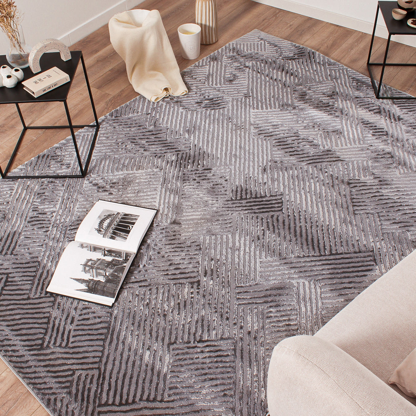 BIANCA - Tapis salon moderne gris - BIA160GRI BIANCA