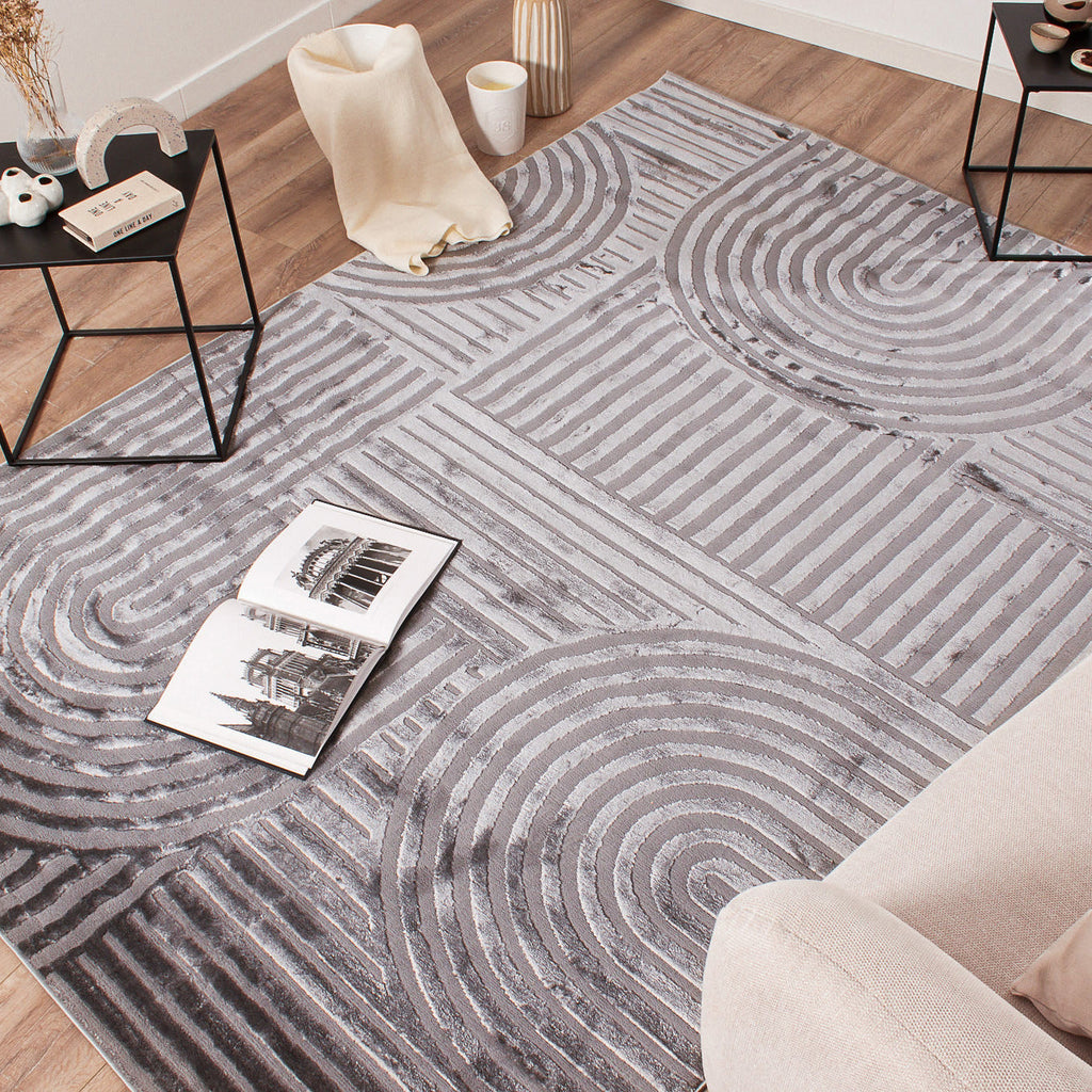 BIANCA - Tapis salon gris à motif arc - BIA163GRI BIANCA