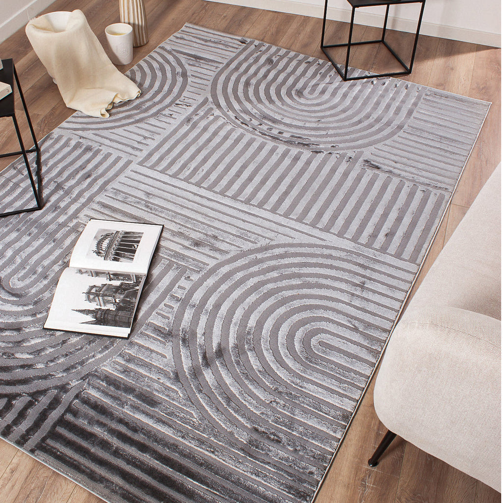 BIANCA - Tapis salon gris à motif arc - BIA163GRI BIANCA