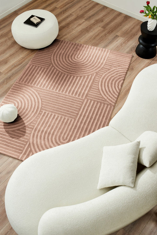 Tapis motif en relief mocca : BIA163MOC BIANCA