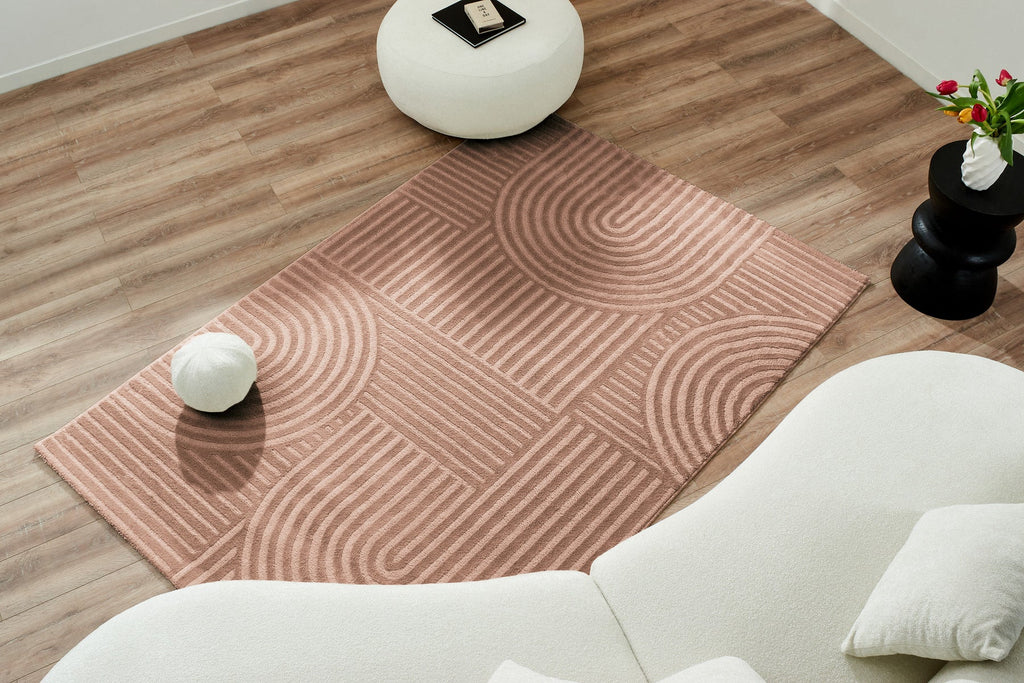 Tapis motif en relief mocca : BIA163MOC BIANCA