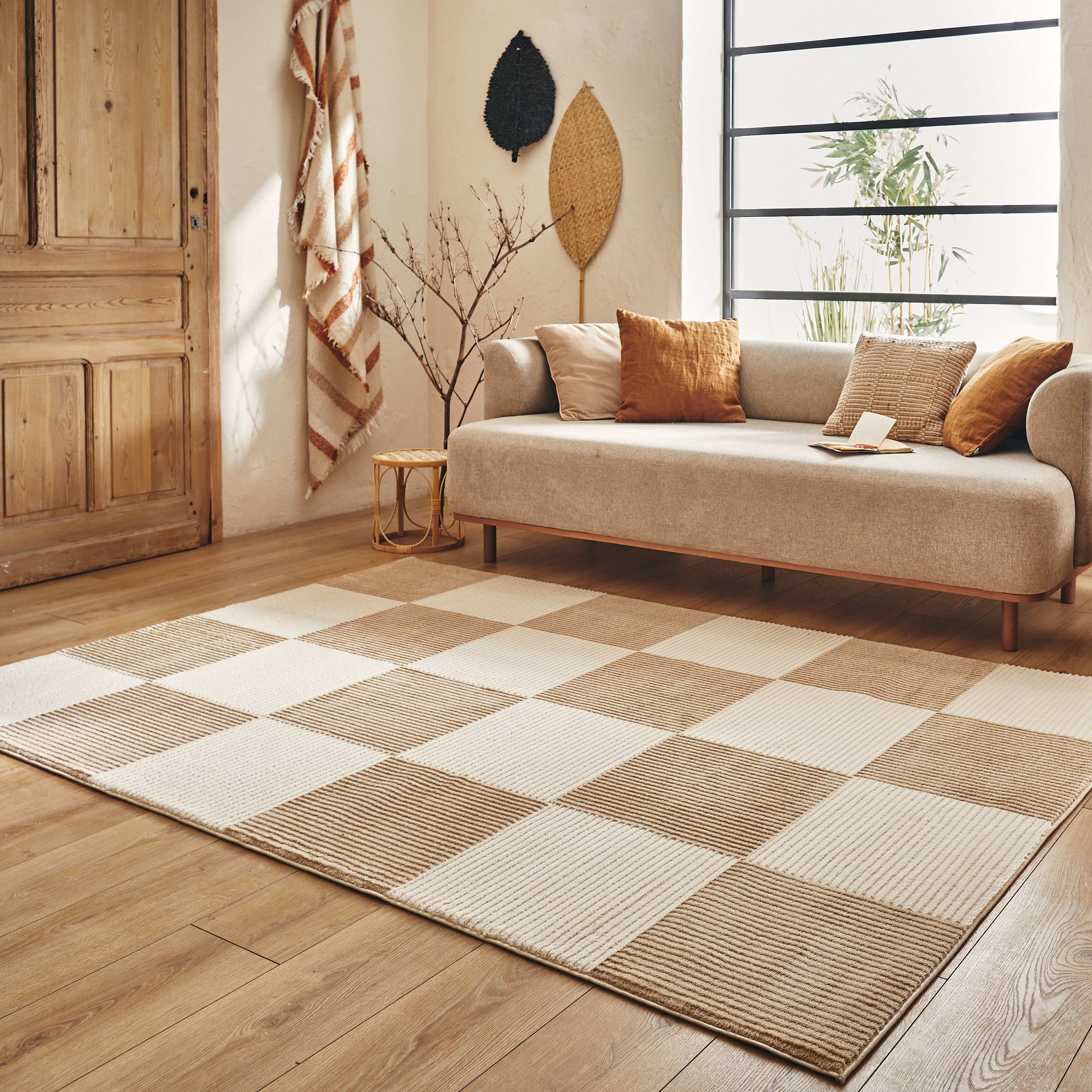 BIANCA - Tapis moderne crème à motif damier - BIA172CRE BIANCA