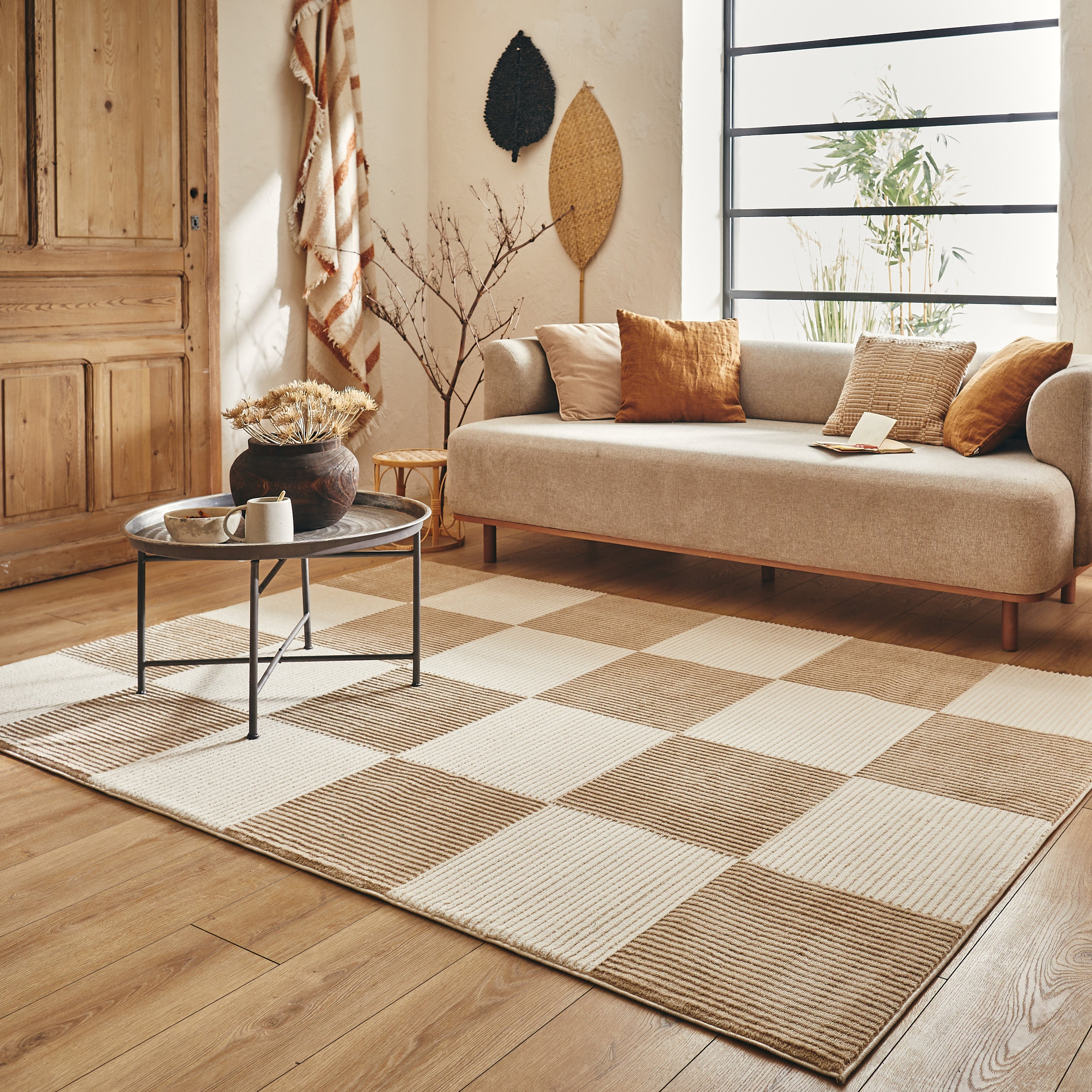 BIANCA - Tapis moderne crème à motif damier - BIA172CRE BIANCA