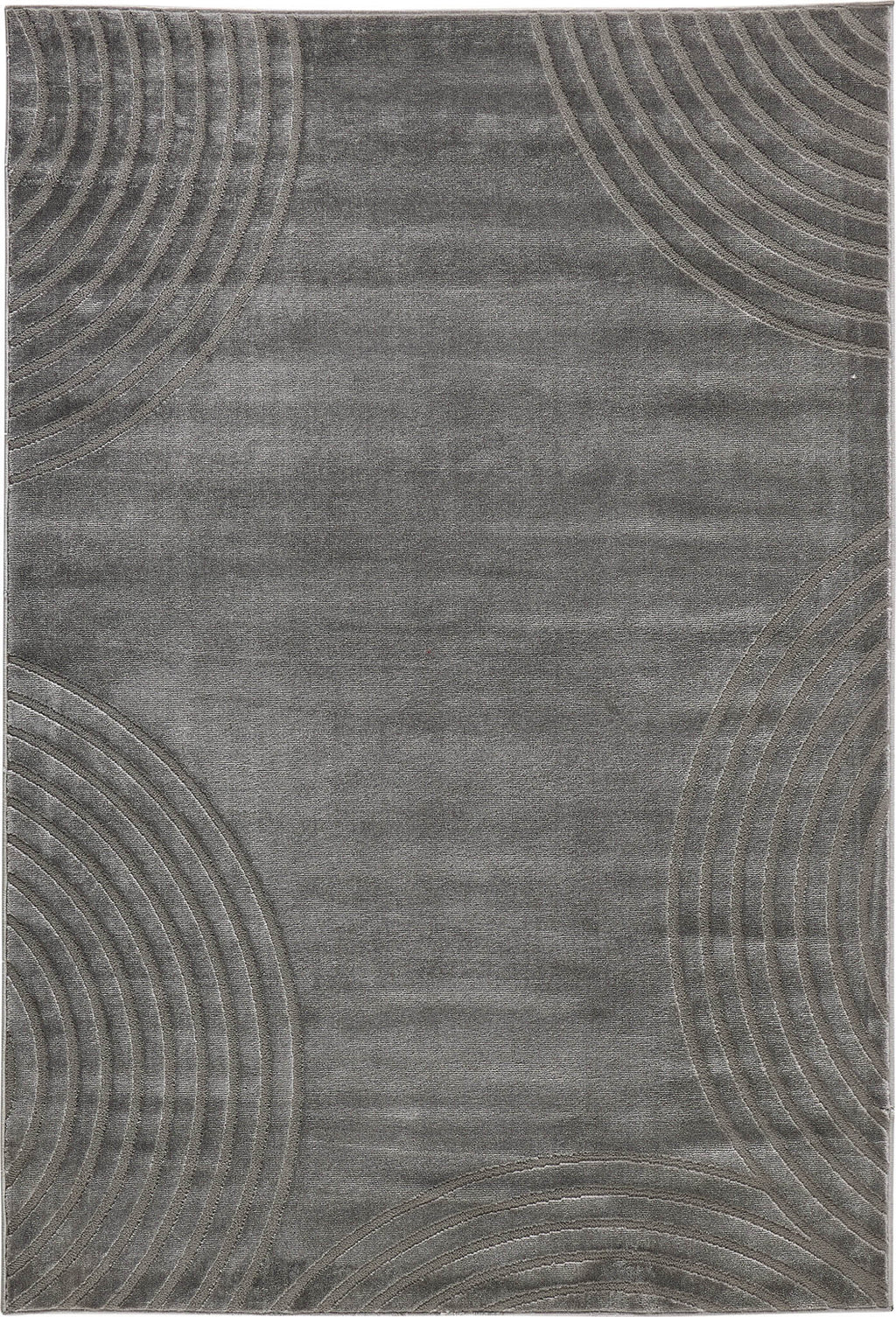 Tapis poils ras motif arc en relief gris : BLO1030GRI BLOOM