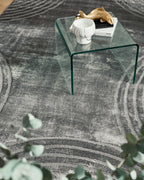 Tapis poils ras motif arc en relief gris : BLO1030GRI BLOOM