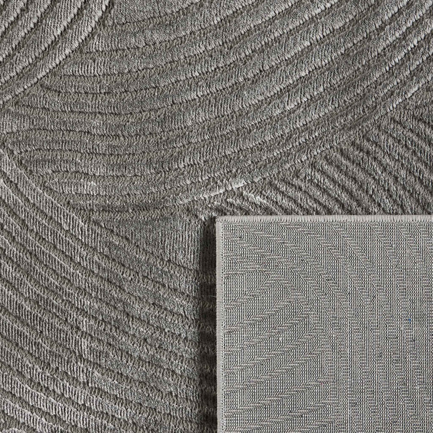 Tapis poils ras motif abstrait en relief gris : BLO1034GRI BLOOM