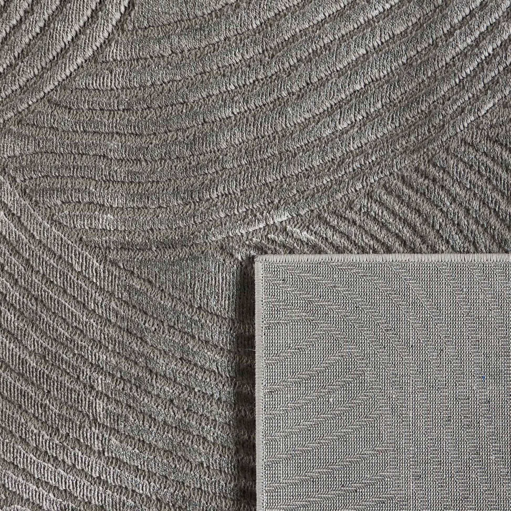 Tapis poils ras motif abstrait en relief gris : BLO1034GRI BLOOM