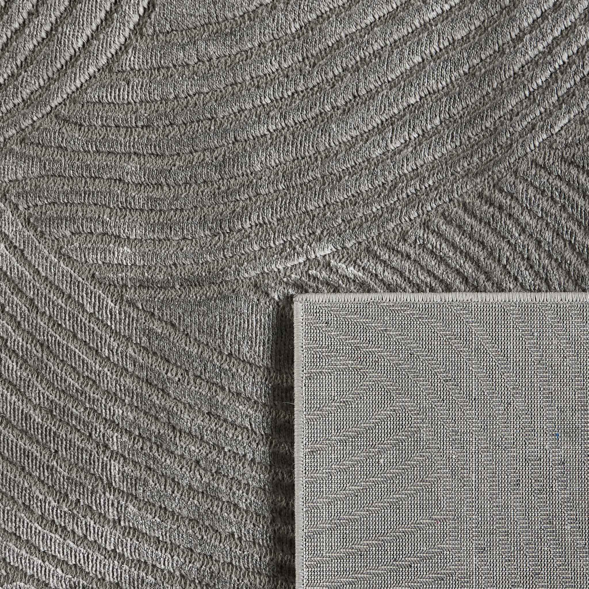 Tapis poils ras motif abstrait en relief gris : BLO1034GRI BLOOM