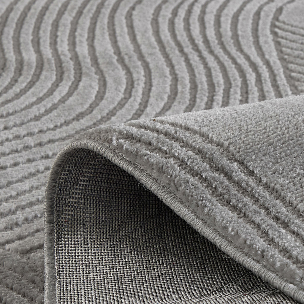 Tapis poils ras motif abstrait en relief gris : BLO1034GRI BLOOM
