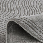 Tapis poils ras motif abstrait en relief gris : BLO1034GRI BLOOM