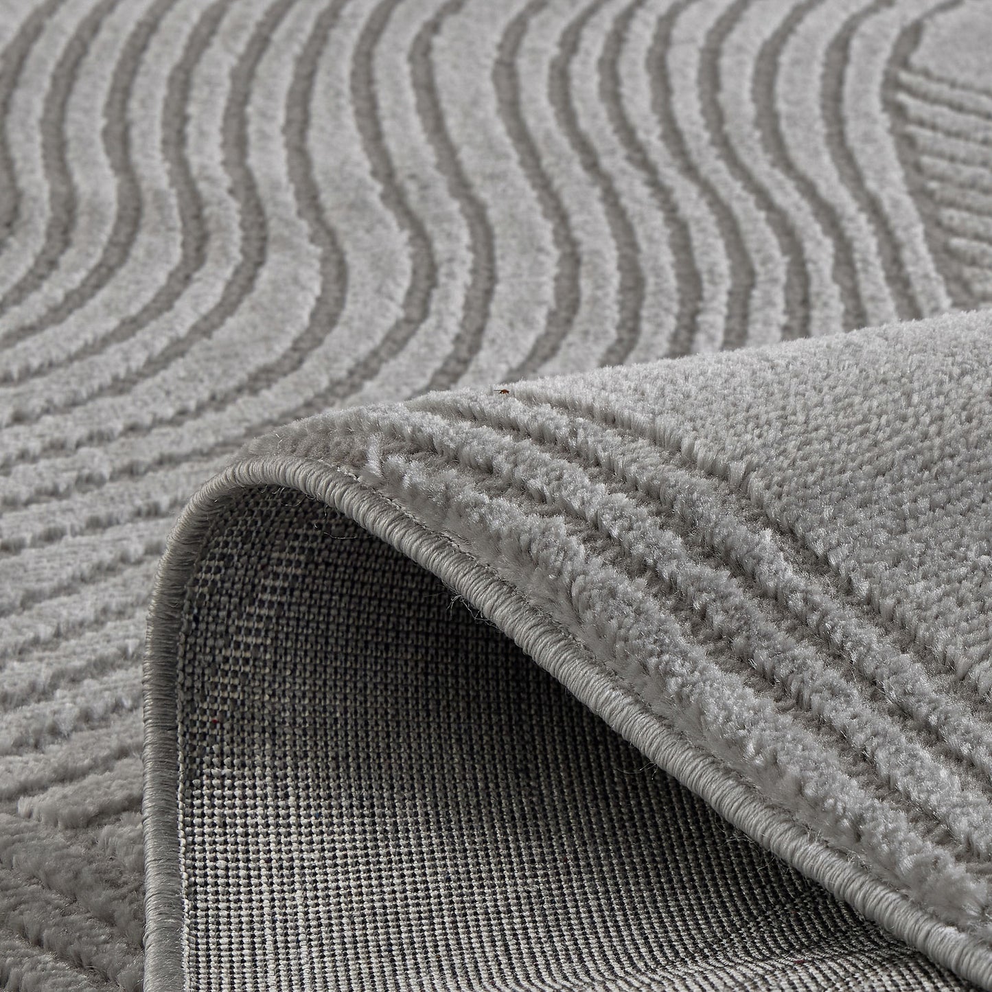 Tapis poils ras motif abstrait en relief gris : BLO1034GRI BLOOM