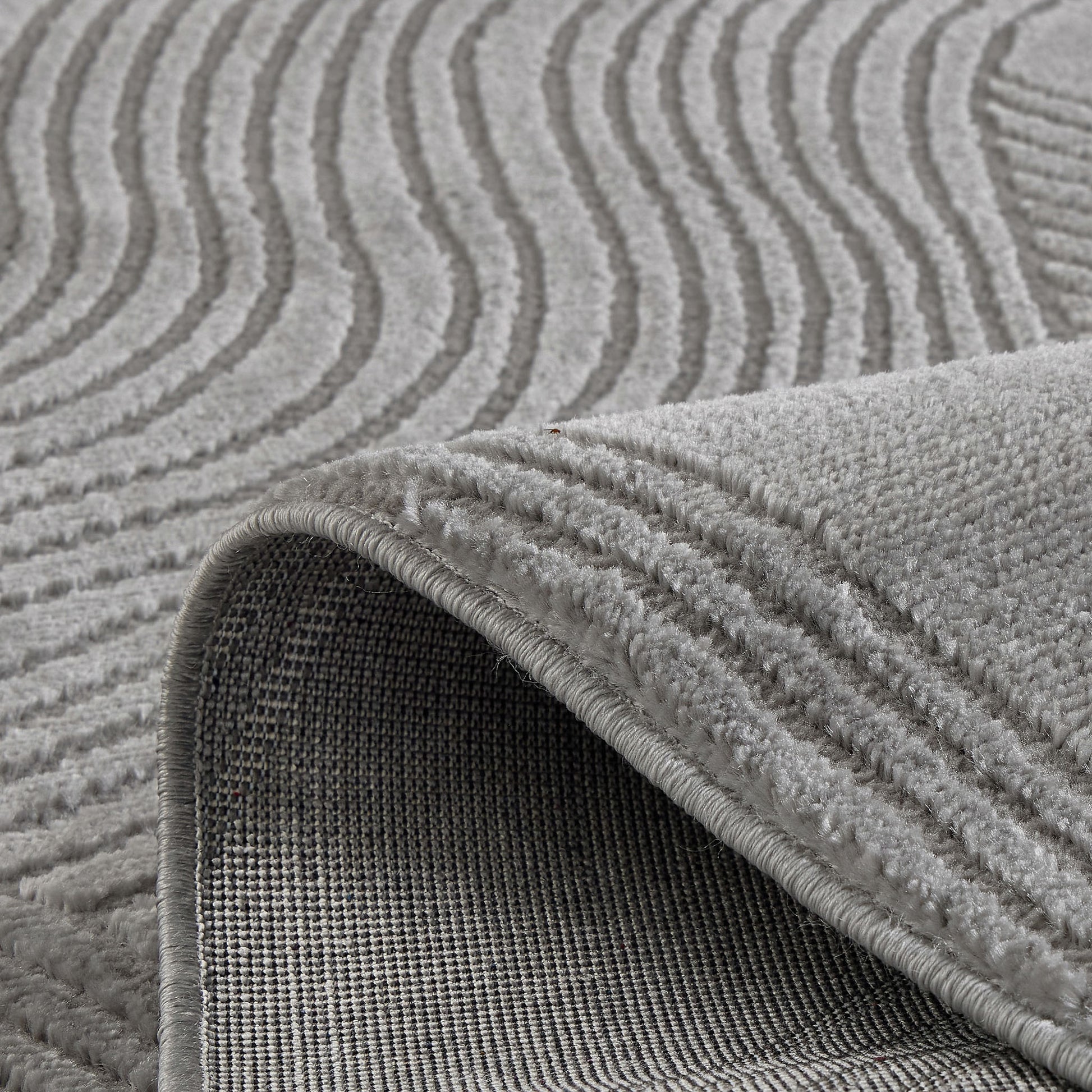Tapis poils ras motif abstrait en relief gris : BLO1034GRI BLOOM