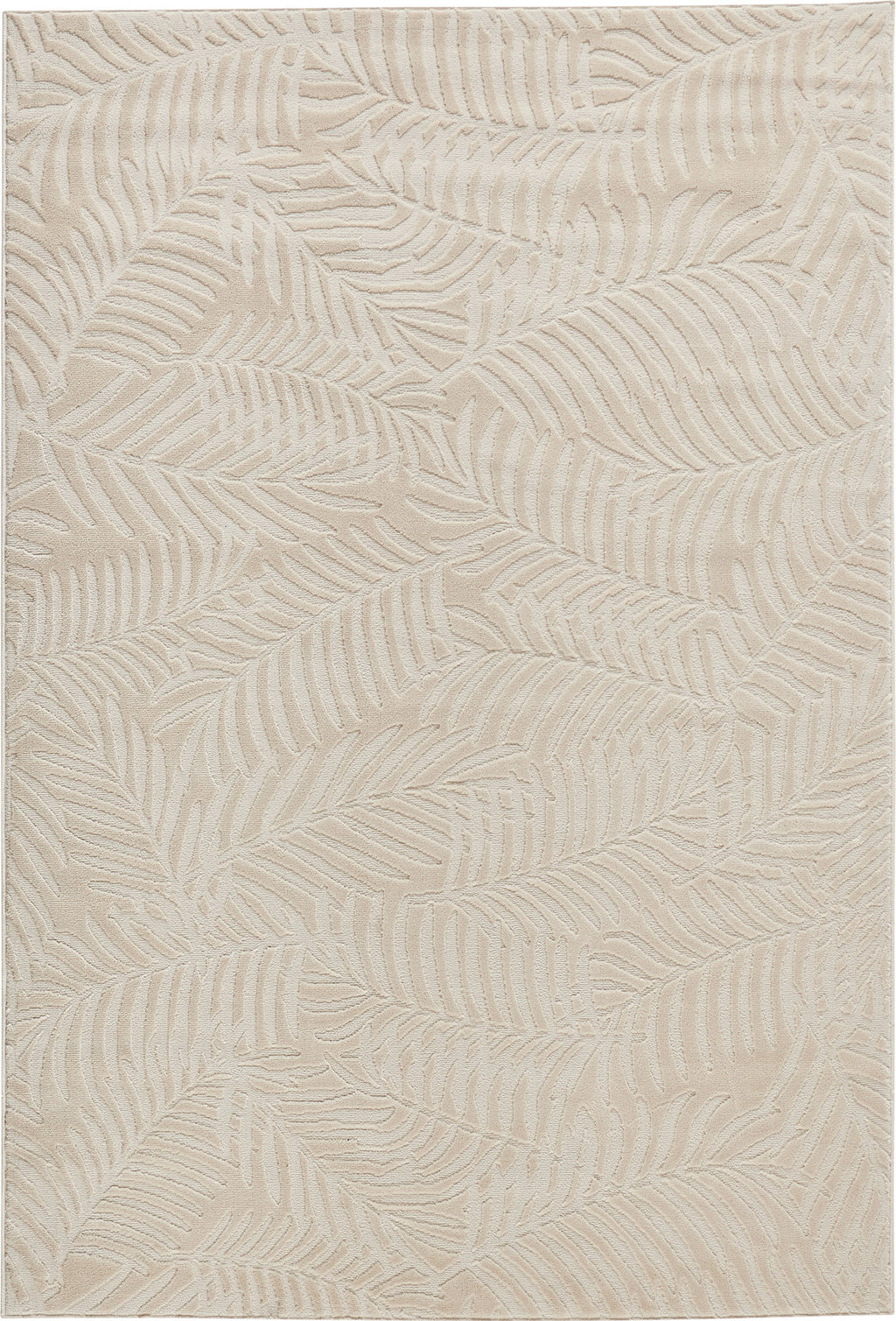 Tapis poils ras motif feuille en relief crème : BLO1035CRE BLOOM