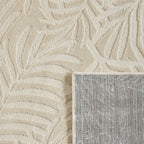 Tapis poils ras motif feuille en relief crème : BLO1035CRE BLOOM