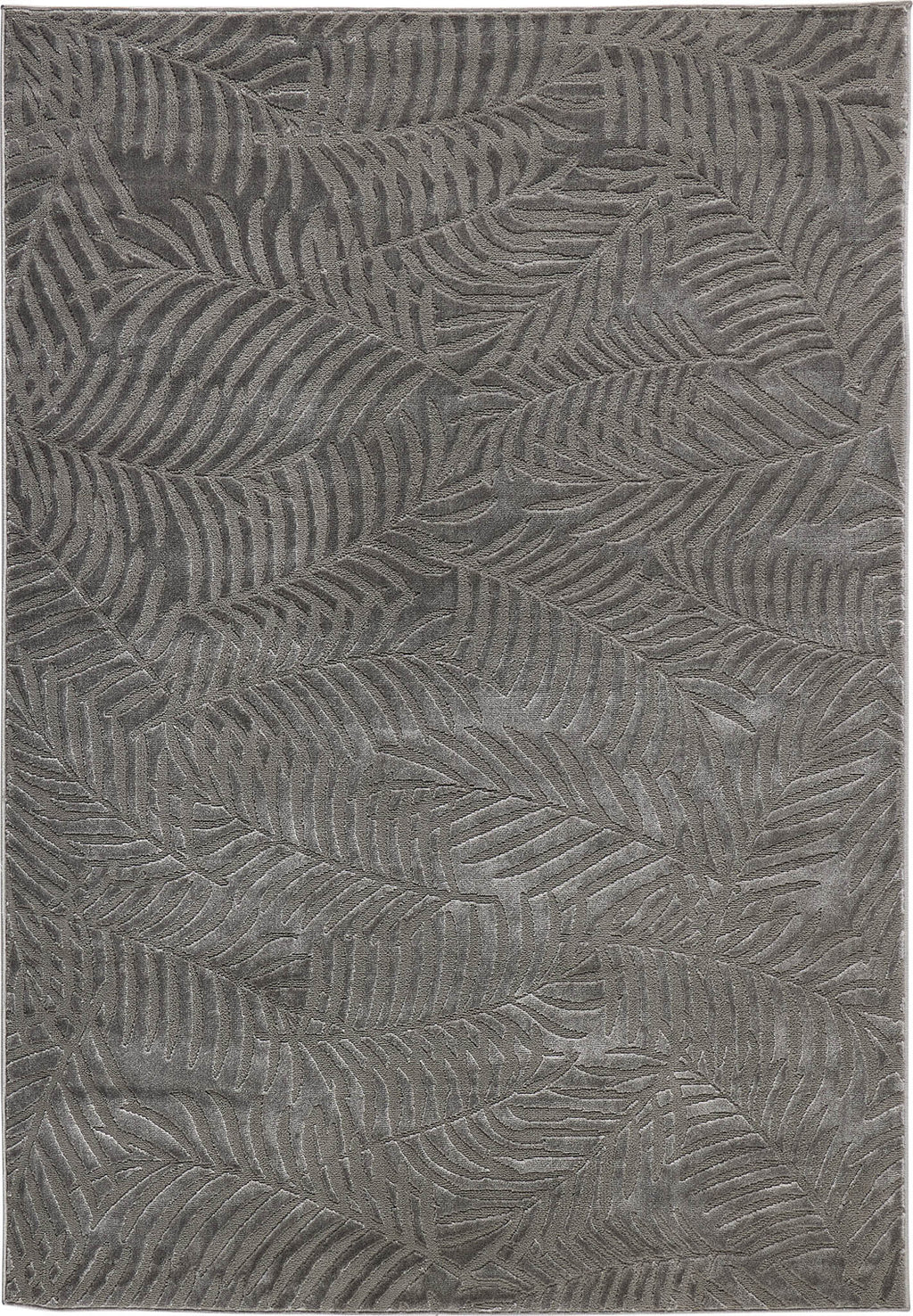 Tapis poils ras motif feuille en relief gris : BLO1035GRI BLOOM